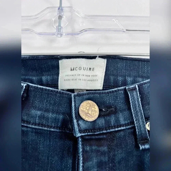 McGUIRE MID RISE DISTRESSED DARK WASH BLUE Flare JEANS Size 26 - Picture 3 of 7